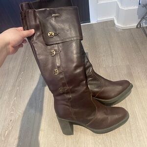 Brown Leather Knee-High Boots